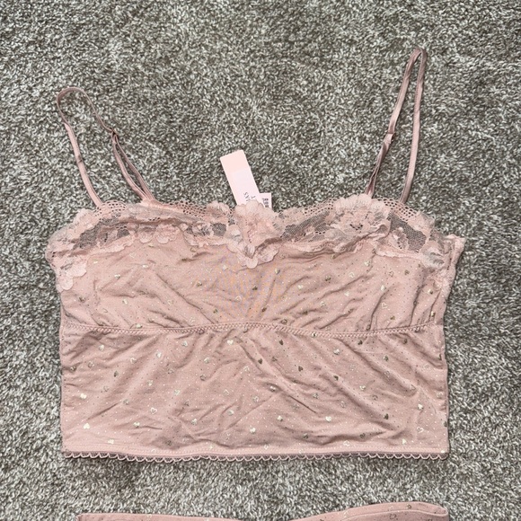 Victoria’s Secret Lace Gold Heart Cami and shorts PJ set - Picture 2 of 5